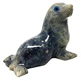 Nelson Creations, LLC 1.5 Inch Sea Lion (Seal) Natural Soapstone Hand-Carved Animal Charm Totem Stone Carving Figurine