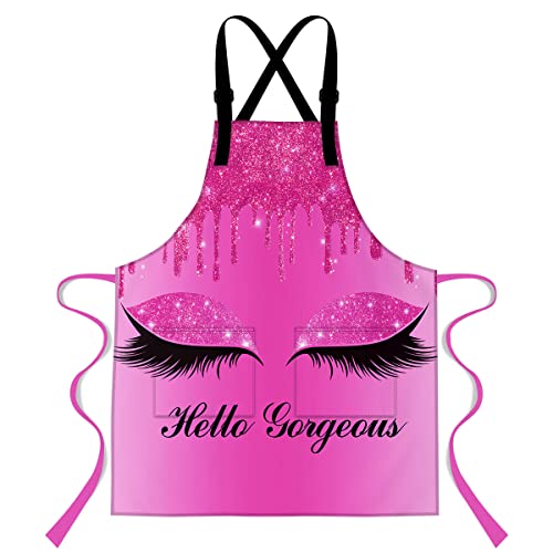 Lshymn Chef Apron 33.4X27.5 Inches Colored Abstract Water Drops Eyelashes Eyes Graphic Print Bib Apron For Kitchen Cook Bbq Apron Wqxpmn259 #TOP13