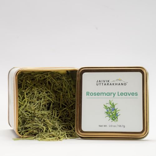 Image of Jaivik Uttarakhand Rosemary Dry Leaves Tea (113.4 g), Hair Growth, Gluten GMO Caffeine Free, Salvia Rosmarinus, Pack of 2 Tin Box