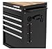 Tool Storage 46 in. W x 18 in. D 9-Drawer Mobile Workbench Cabinet, Gloss Black, Steel Frame, Solid Wood Top, Power Strip with USB Ports
