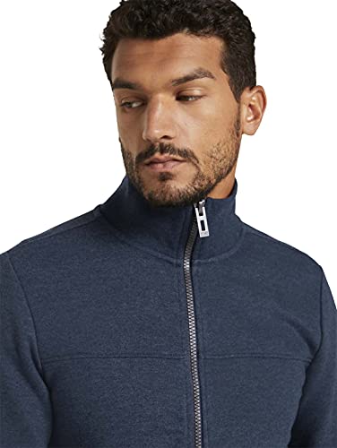 TOM TAILOR Herren Sweatjacke mit Stehkragen, 19024 - Sky Captain Blue White Melange, S – Ansicht 5