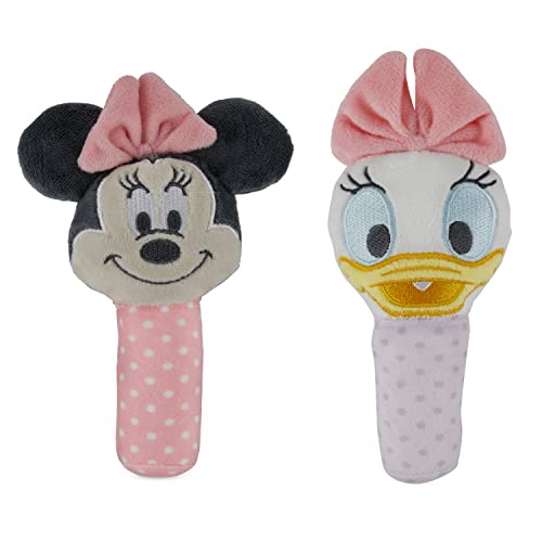 Image of Disney Minnie Mouse and Daisy Assorted Plush Lovie Rattle Set Pack of 2 - Soft and Cuddly Plush Material, Built-in Rattle for Sensory Stimulation,Vibrant Colors and Intricate Details
