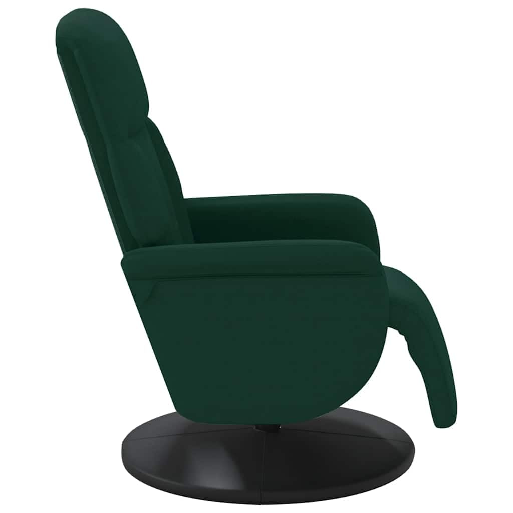 Fotel relaksacyjny z podnóżkiem, ciemnozielony aksamit, regulowany, obrotowy, z funkcją leżenia, ergonomiczny, wygodny fotel do salonu, biura, kącika do czytania, kominka