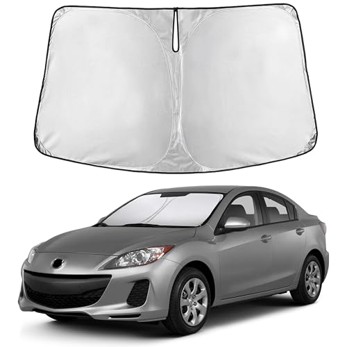 Image of EcoNour Windshield Sun Shade for Mazda 3 2010-2013 | Front Window Sunshade | Foldable Car Sun Protector | Blocks UV Rays & Keeps Interior Cooler