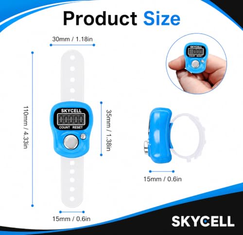 Image of SKYCELL Digital Counter for Chanting Mantra 5 Pack | Finger Tally Counter with Adjustable Ring | Electronic Jap Mala Counter for Meditation, Prayer, Yoga & Spiritual Practice