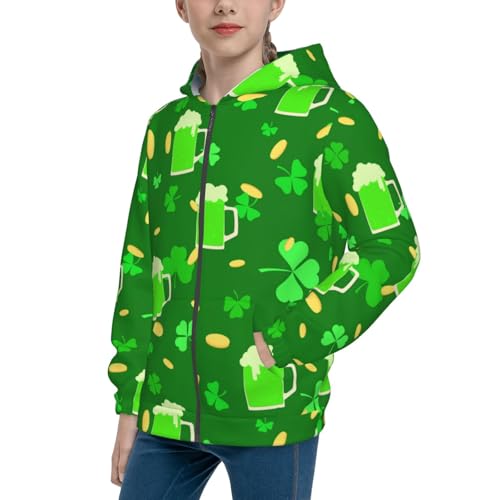 St Patrick's Day2 Kid Hoodies Boys Zip Up Sweatshirts Girls Pullover with Pocket