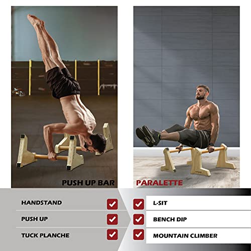 Infidez 20X12 Inch Height Adjustable Wooden Parallettes And Push Up Bars, Non-Slip Gymnastic Parallel Bars, Push Up Handles For Floor, Handstand Bars, Calisthenics Equipment For Indoor And Outdoor Workout #TOP1