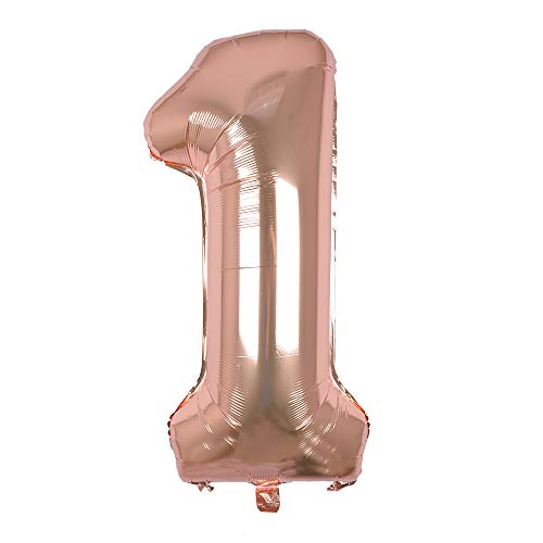 Giant Rose Gold Foil Número 1 Globo 40''Mylar Foil Número Helio Globos para 1st Birthday Decorations Supplies-Helium-Floating