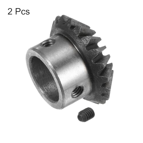 Image of HARFINGTON 2pcs Bevel Gear 1M 20 Teeth 16mm Shaft Hole 1:1 Tapered Bevel Pinion Gear 45# Steel 1.5 Module 90 Degree Steering Gear, for Hardware Mechanical Rotation