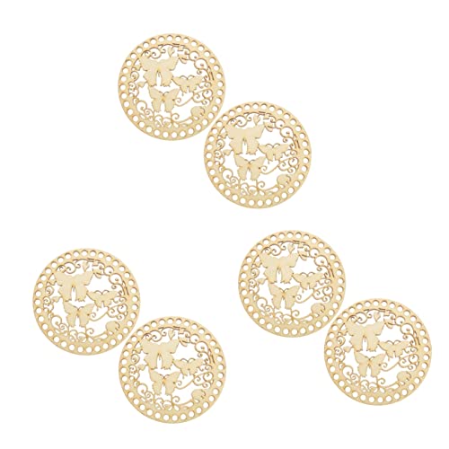 6 Pcs Wooden Bag Base Weaving Basket Bottom Wear-Resistant Basket Shaper Delicate Basket Base Wear-Resistant Basket Base Weaving Accessory Wooden Basket Base DIY Accessory