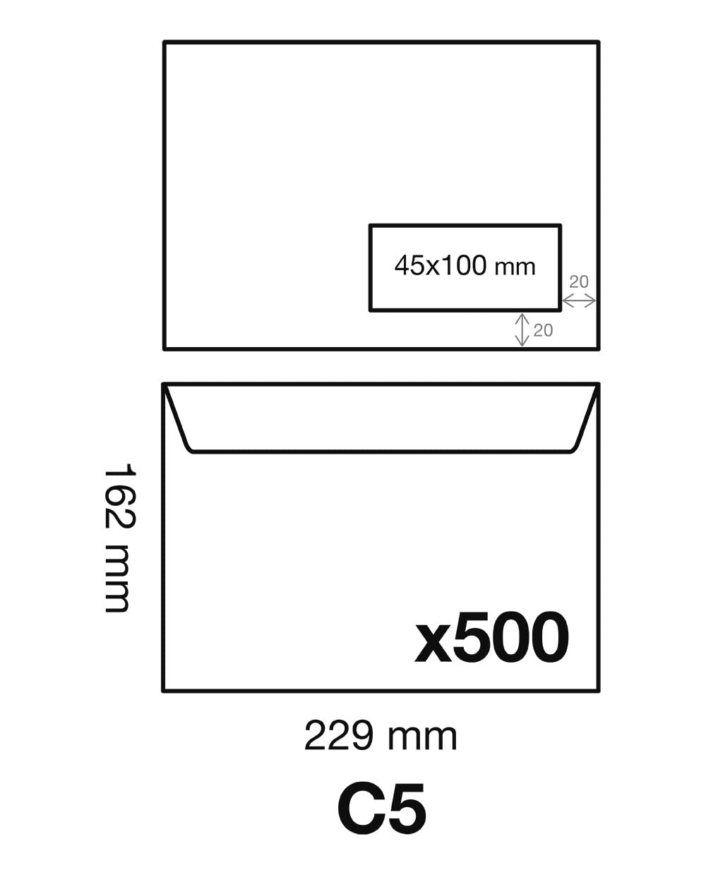 Clairefontaine 10242C koperty x500 C5 162x229 mm 90 g, białe