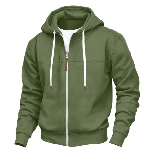 Mens Full Zip Hoodies Fashion Fleece Drawstring Hooded Sweatshirts Jackets - image 4