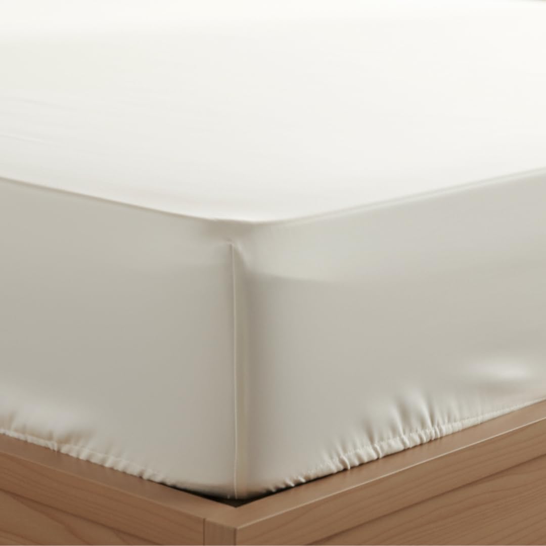 Satin Spannbettlaken – 100% Bio-Baumwolle (GOTS) – 276 Fäden, fein gewebt & luxuriös glatt – atmungsaktiv, temperaturausgleichend & nachhaltig – Made in Europe, elastische Ecken