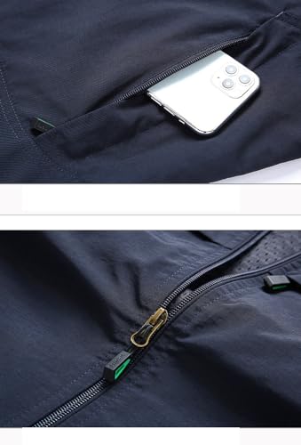 Image of Mens Summer Utility Safari Vest Multi Pockets Fishing Vests Casual Sleeveless Jacket for Hiking Golf Lightweight