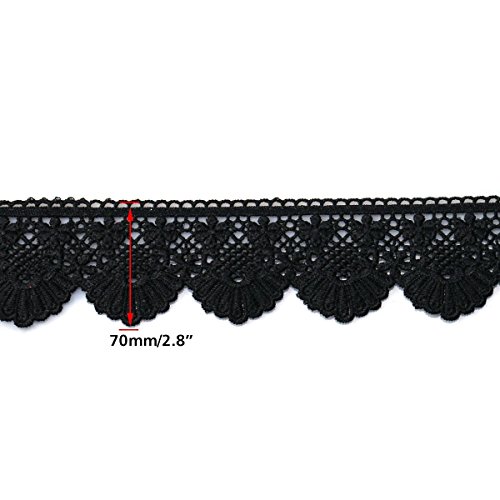 Urbest Lace Trim Fan Tail Durable Polyester Eyelet Lace Ribbon Embroidered Applique For Home Decor Diy Sewing Craft, 2.7 Inch Wide (Black, 3 Yard) #TOP1