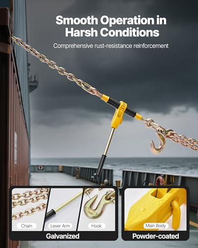 Image of VEVOR Ratchet Chain Binder, 9200 lbs Working Load, Chain Binders Compatible with 3 /8 in - 1 /2 in Chains, Heavy Duty Ratchet Load Binder with Handles for Truck, Tie Down, Hauling, Towing, Logging