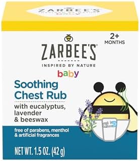 Zarbee's Baby Soothing Chest Rub with Eucalyptus & Lavender, Petroleum-Free Safe and Effective Formula, 1.5 Ounce