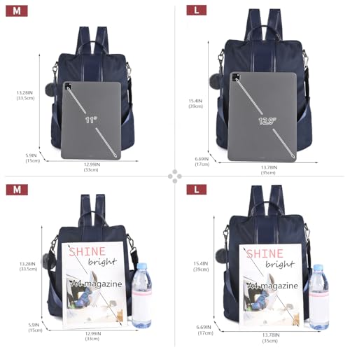 Image of PINCNEL Women Backpack Purse Waterproof Nylon Anti-theft Rucksack Lightweight Shoulder Bag