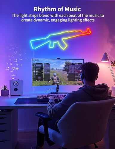 Image of AI LED Neon Rope Light, RGBIC Neon Strip Light with Control of AI Through App & Voice, Compatible with Alexa & Google Assistant, Custom DIY Lighting Effects for Home & Party Decor,16.4ft