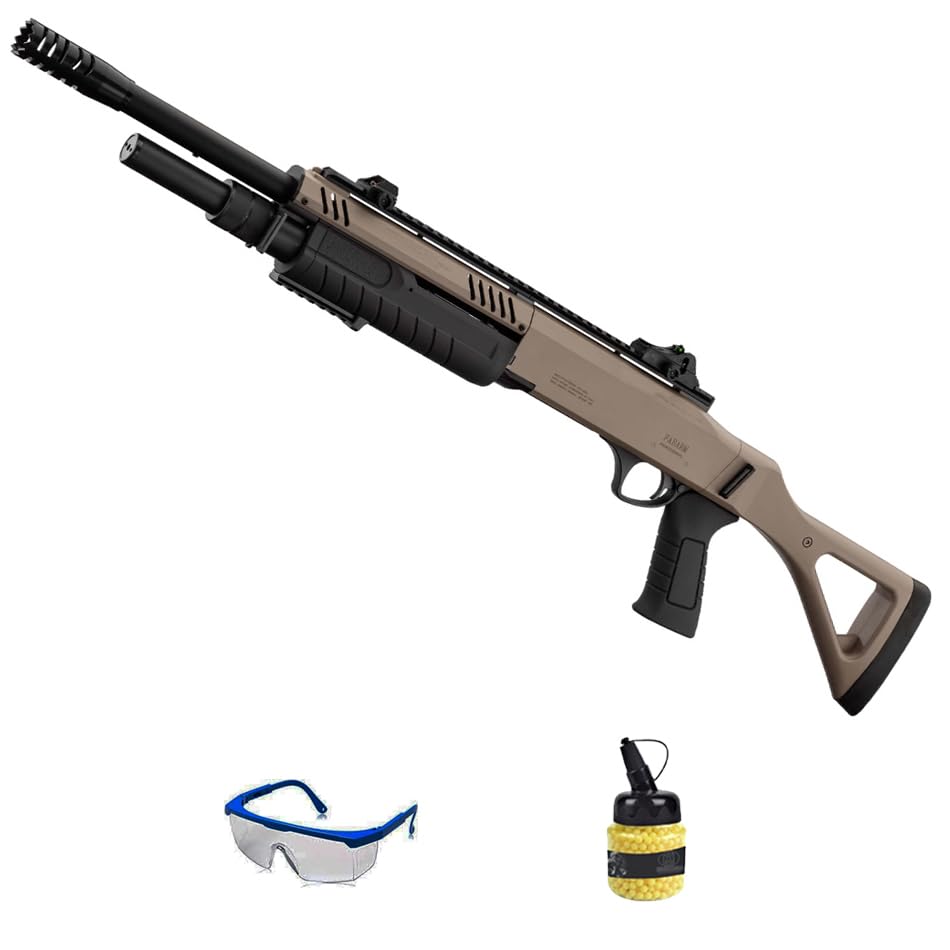 FO Fabarm STF/12-18 Long Tan | Pacchetto pistola Airsoft (pallini in PVC). Arma ad aria compressa a molla. Calibro 6 mm (Potenza: 0,4 joule)