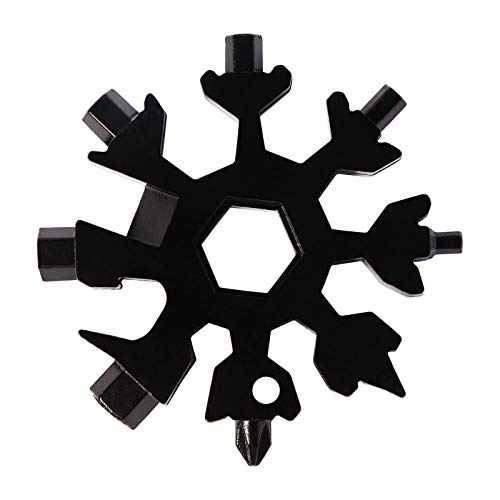 EDATOFLY 18-in-1 Sneeuwvlok Multifunctioneel Gereedschap, Roestvrij Staal Fiets Multifunctioneel Gereedschap Gebruikt voor Fietsen, Flesopeners, Outdoor Reizen Camping (zwart)