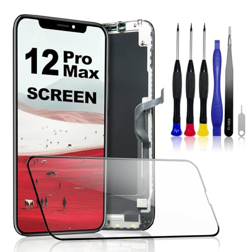 PartageFix Pantalla para iPhone 12 Pro MAX: Kit de Repuesto para Pantalla LCD FHD de 6,7 Pulgadas + digitalizador táctil, Compatible con los Modelos A2342/A2411/A2412/A2410 (True Tone programable)