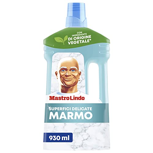 Mastro Lindo Detersivo Pavimenti Marmo, Liquido Superfici Delicate, 1 Confezione (930ml), Profumo Fresco e Delicato, Brillantezza Senza Residui, Ingredienti di Origine Vegetale