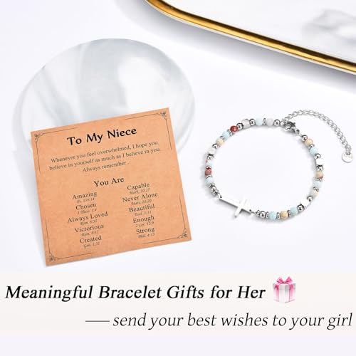 Image of Christian Gifts for Women Girls, Religious Cross Bracelet, Birthday Christmas Easter Baptism Confirmation First Communion Valentines Day Graduation Gifts for Her