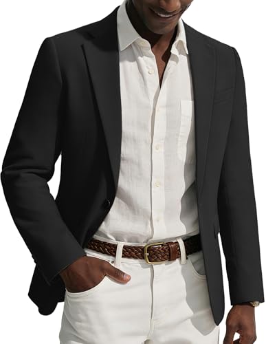Veste de costume en lin homme blazer léger casual à col revers