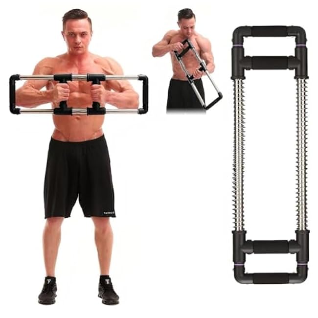 Push Down Bar Machine - Chest Expander at Home Workout Equipment, Arm Exerciser - Portable Spring Resistance Exercise Gym Kit for Home, Travel or Outdoors