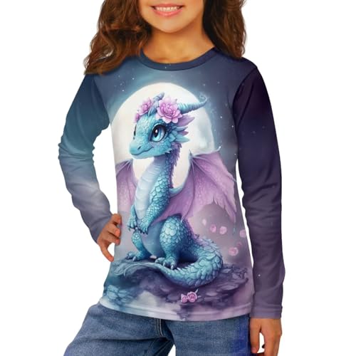 Image of WELLFLYHOM Long Sleeve T-Shirt for Boys Girls 3-16 Years Old Tee Tops Crewneck Pullover Shirts Fall Outfits