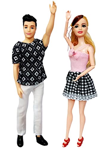 Image of Tickles Sweet Boy & Girl Couple Set of 2 Plastic Dolls for Kids Room & Home Decoration (Design May Vary Size: 30 cm)