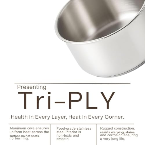 Image of Mumma's LIFE Sauce Pan for Tea | Stainless Steel Sauce Pan with Lid, Small Pan, 16Cm /6.2Inch, 1.7L, 0.56Kg, Induction Friendly, Quick & Even Heating, Durable 3-Layer Triply Bottom, 100% Toxin-Free