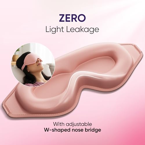 Image of Frido 3D Eye Mask for Men & Women | 100% Blackout Sleep Mask | Zero Pressure Memory Foam for Eyelids & Lashes | Adjustable Straps for Travel & Meditation | Soft Comfortable Night Eye Cover - Pink