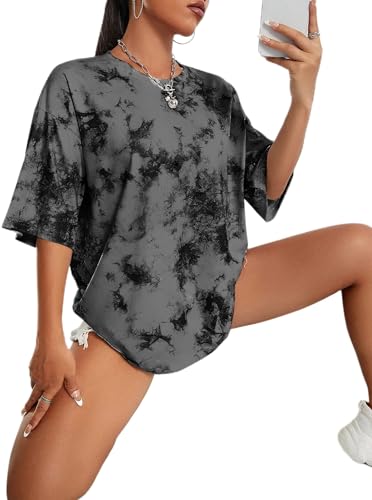 Image of Remidoo Women's Casual Oversized T Shirt Short Sleeve Graphic Tee Letter Tie Dye Shirts