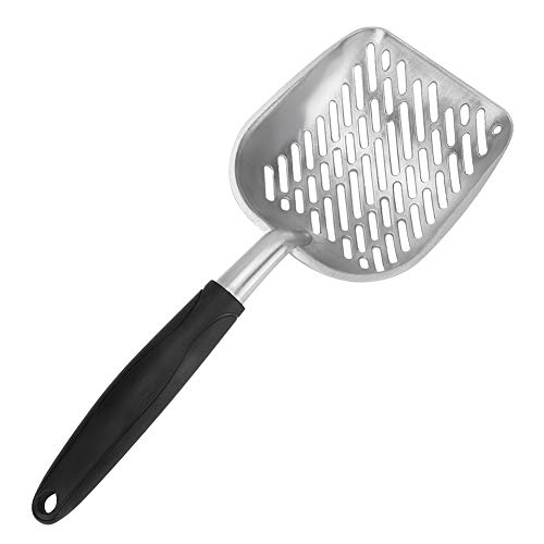 Cat Litter Shovel, Aluminum Alloy Pet Scoop Sifter Poop S Scoops Hollow Dog Puppy Waste Holder Holder Reptile Terrarium B Cleaning Tool (Black)