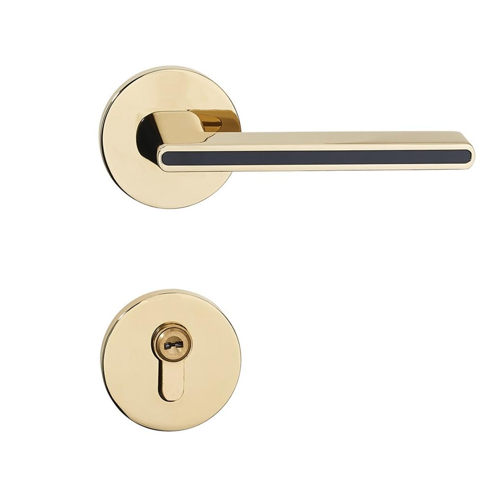 MOBYGKFY Brass Bedroom Door Lock Interior Mute Magnetic Wooden