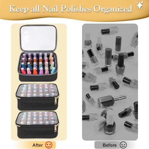 YOREPEK Nail Polish Organizer Holds Up to 72 Bottles (15ml-0.5 fl.oz) Nail Polish Carrying Case with 3 Removable Pouches and 4 Zippered Pockets for Manicure Tools, Supplies, Nail Lamp, Gifts for Women by YOREPEK - Image 7