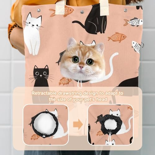 Bolsa portátil para gatos pequeños en lona de hombro lavable color marrón 4