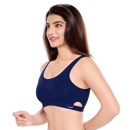 Image of juliet Women's Non Padded Non Wired Cotton Sports Bra JS 90-4 Navy Blue 2XL