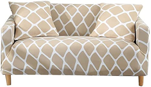 Arabest Stretch Sofa Cover, 1-piece Printed Sofa Slipcover Couch Sofa Cover Elastic Universal Sofa Protector with 1 Pillowcase (235-300cm, Apricot Geometry)