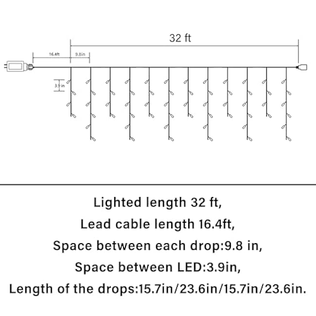 Lomotech Christmas Icicle Lights - 32Ft 8 Modes Waterproof Christmas Lights Connectable with Timer for Holiday, Wedding Party, Eaves, Christmas Decorations (White)