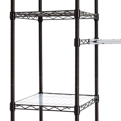 Amazon Basics Expandable Metal Hanging Closet Organizer and Storage Rack Wardrobe with Shelves, 57-80''L x 14''W x 72''H, Bronze - Image 5