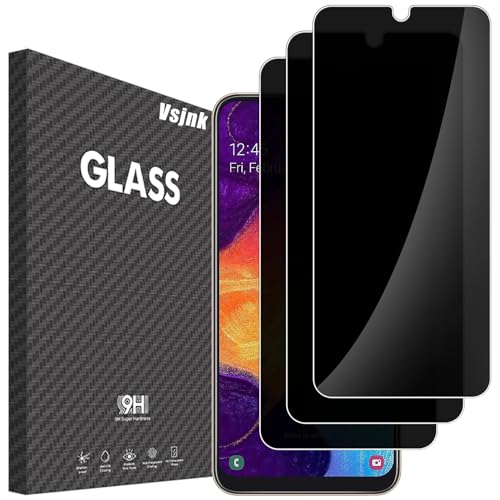 Vsjnk Privacidad Protector de Pantalla Compatible Con Samsung Galaxy A50/A30/A30s/M30S/M31 Screen Protector,3 Piezas Cristal Templado 9H Dureza Fácil de Limpiar Sin Burbujas
