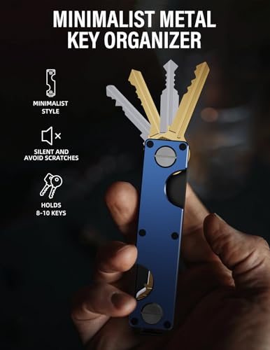 Image of Key Organizer Key Holder Compact Key Case Minimalist Metal Key Chain Key Holder for Keychain Secures 8-10 Keys EDC
