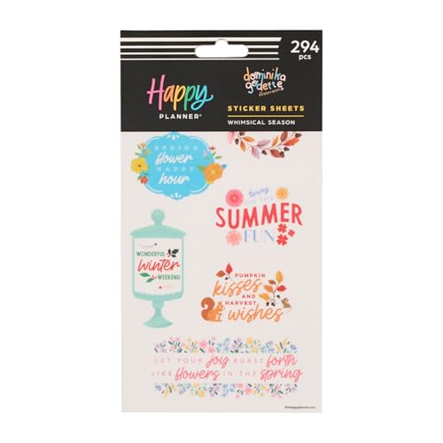Happy Planner 15-Sheet Sticker Pack for Calendars Journals and Planners Scrapbook Accessories Classic Size 294 Stickers Total Whimsical Season