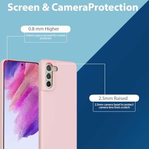 Image of LIRAMARK Liquid Silicone Soft Back Cover Case for Samsung Galaxy S21 FE 5G (Pink)