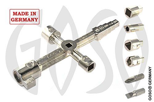 Preisvergleich Produktbild Multifunktionsschlüssel Bauschlüssel mit Adapter für Schaltschränke, Fenster und Absperrsysteme 4010