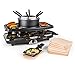 Klarstein Entrecôte 2-in-1 Raclette Fondue Kombi - 1100 W Raclette Grill 8 Personen, Metall- & Natursteinplatte, geeignet für Fondue elektrisch, mit Pfännchenuntersetzer, schwarz