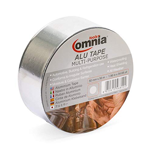 Preisvergleich Produktbild OMNIA TOOLS ALU TAPE Multi purpose ALU Mehrzweckband / Hochleistungs-Aluminiumfolie Selbstklebeband / Silver, 0,04 mm, 50 mm x 50 m